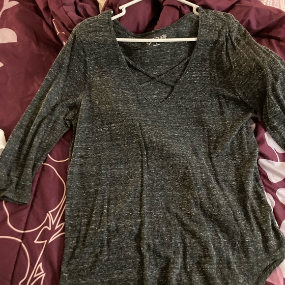 Heather grey criss cross front tunic - Picture 1 of 1